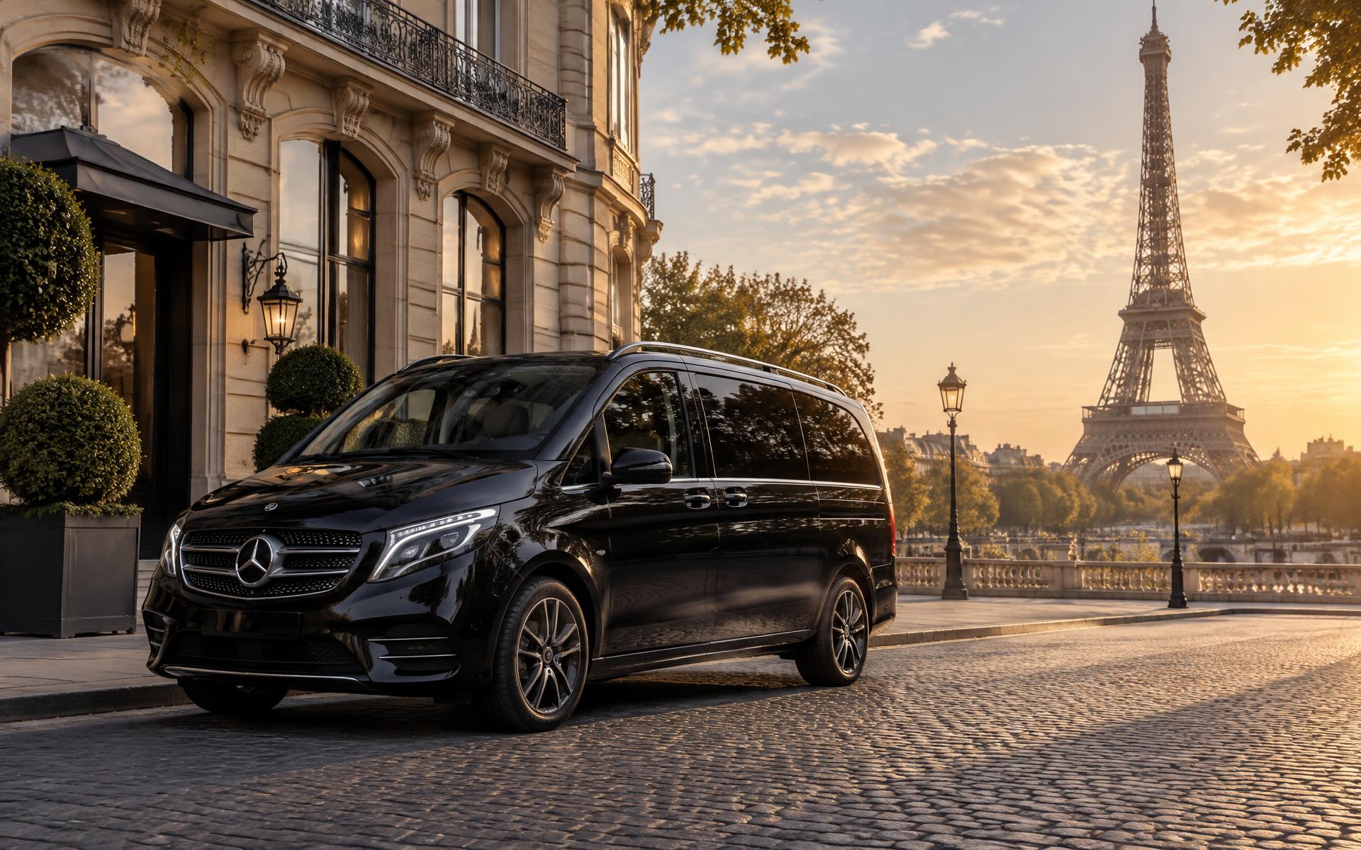 Chauffeur privé de luxe à Paris - ONYX PARIS — Mercedes Classe V avec chauffeur professionnel