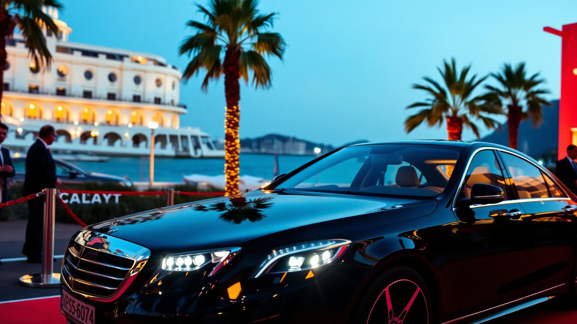 Mercedes S-Class arriving at the Cannes Film Festival red carpet