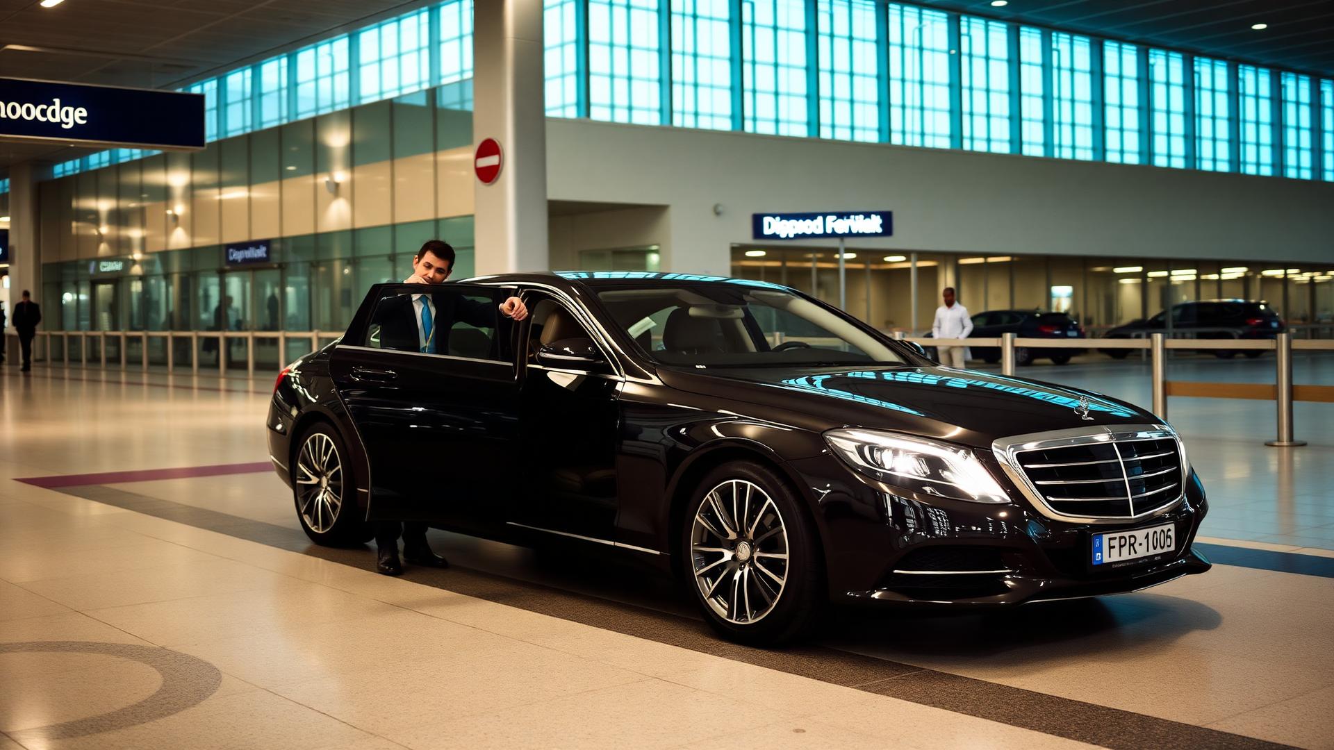 Luxury Mercedes chauffeur at Paris airport