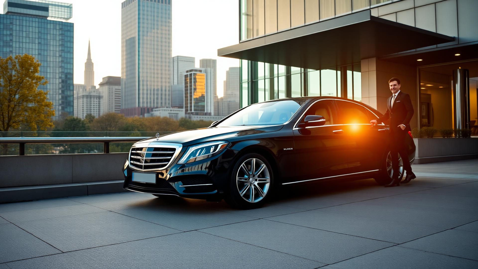 Mercedes S-Class at Paris business district