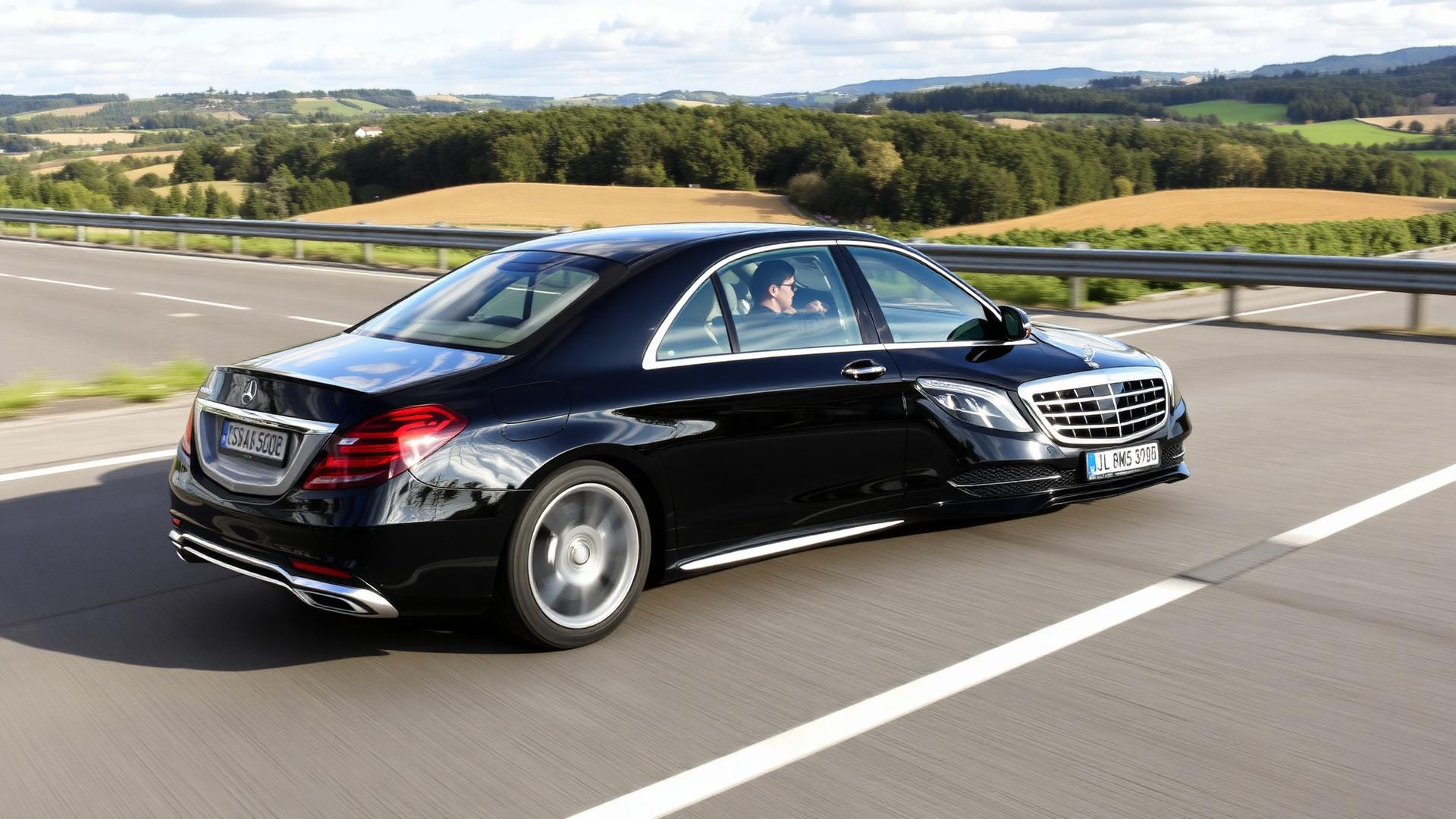 Mercedes S-Class on French highway