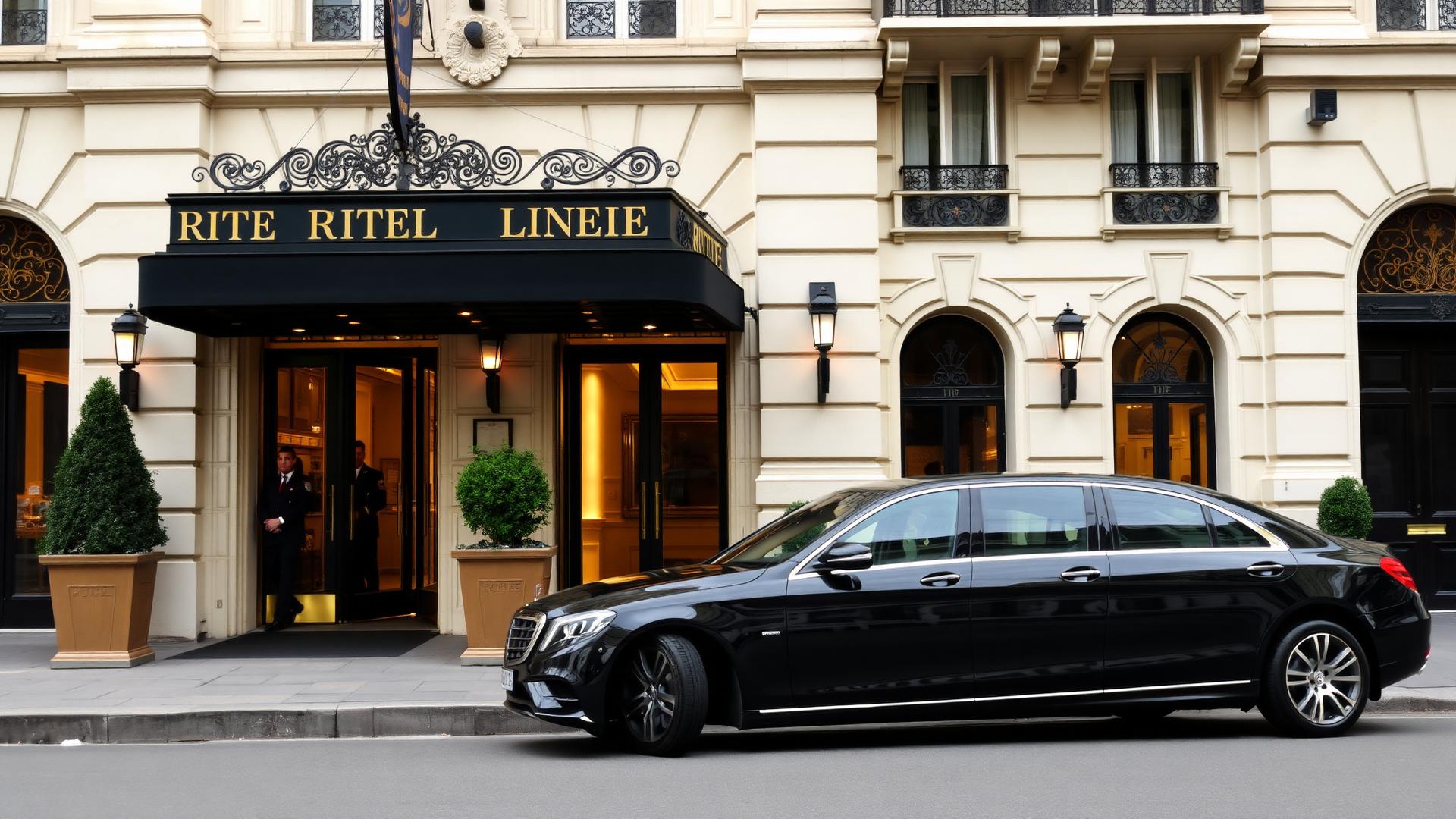 Mercedes at Paris palace hotel entrance