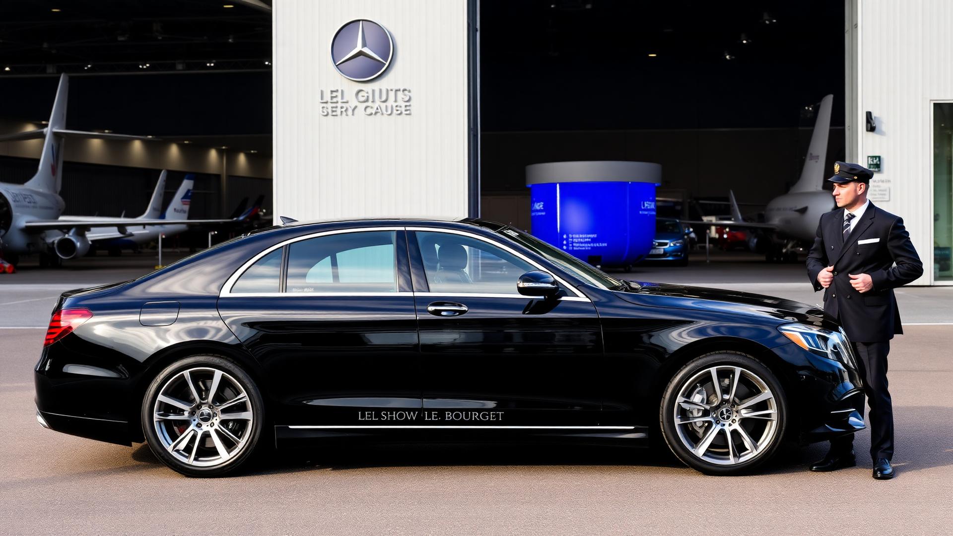Private chauffeur Mercedes near Paris Air Show Le Bourget exhibition